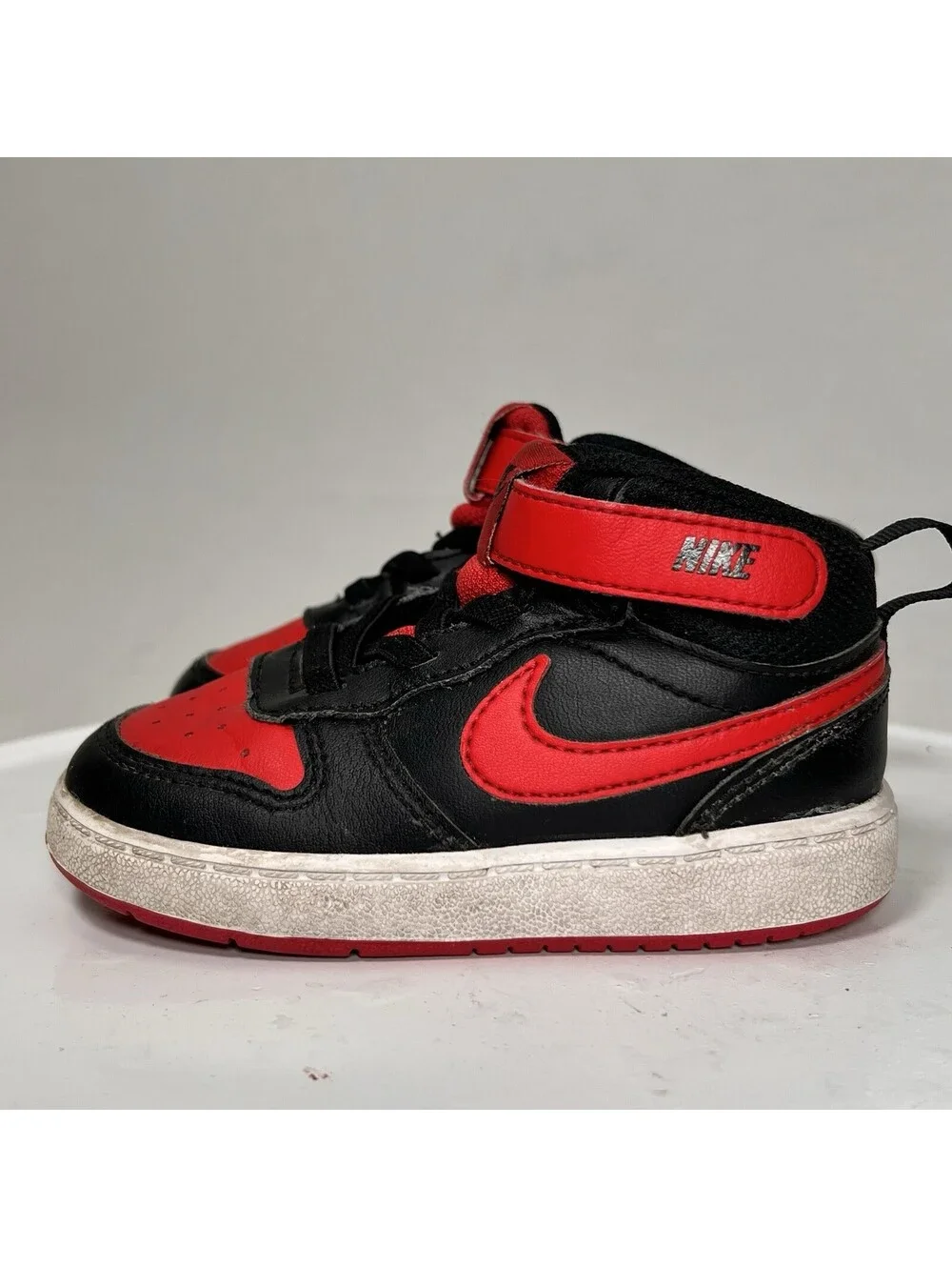Nike Court Borough Mid 2 Toddlers Shoes CD7784-003 University Red Black Size 7C